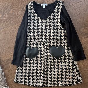 🖤Tahari Black and Cream Houndstooth Kids Dress
